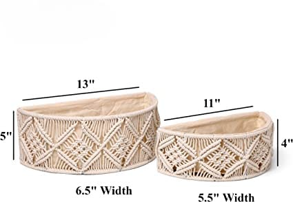 Macrame Designer Storage Basket Set Of 2 - Leechoo